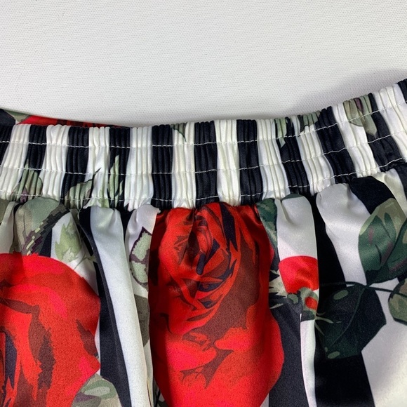 WOMEN’S 2 pcCold Shoulder Top Rose Print Maxi Skirt Pockets Medium - Picture 13 of 13